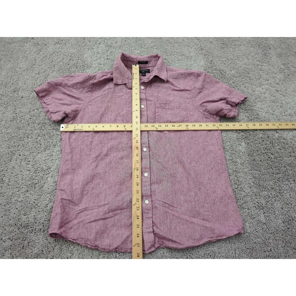 Banana Republic Button Up Shirt Mens XL Pink Slim Fit 55%‎ Linen Pockets Casual